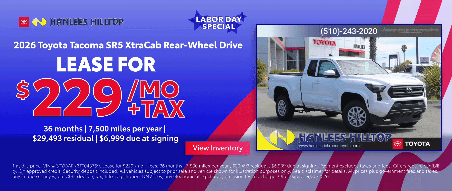 2026 Toyota Tacoma SR5 XtraCab Rear-Wheel Drive Special