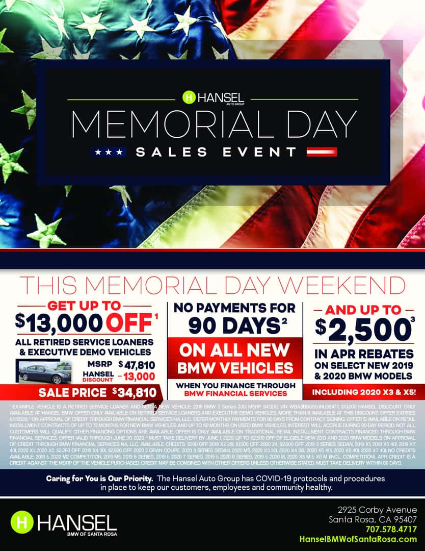 Memorial Day Sales Event Hansel BMW of Santa Rosa