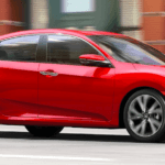 2020 honda civic red exterior driving on road