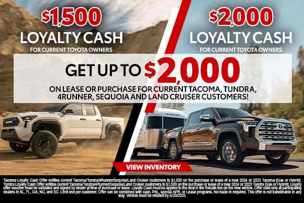 <center><strong>Loyalty Cash for Current Toyota Owners</strong></center>