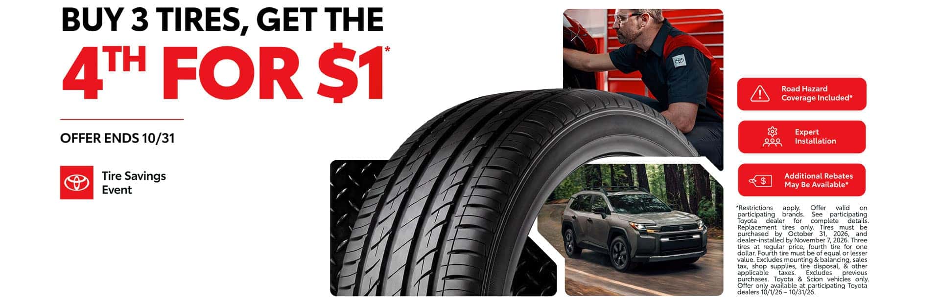Buy 3 Tires, Get the 4th for $1