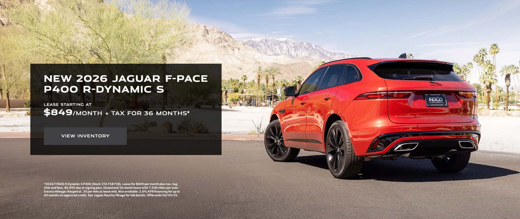 NEW 2026 JAGUAR F-PACE P400 R-DYNAMIC S Lease Special