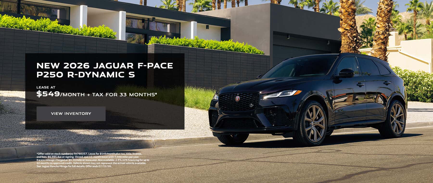 NEW 2026 JAGUAR F-PACE P250 R-DYNAMIC S Lease Banner