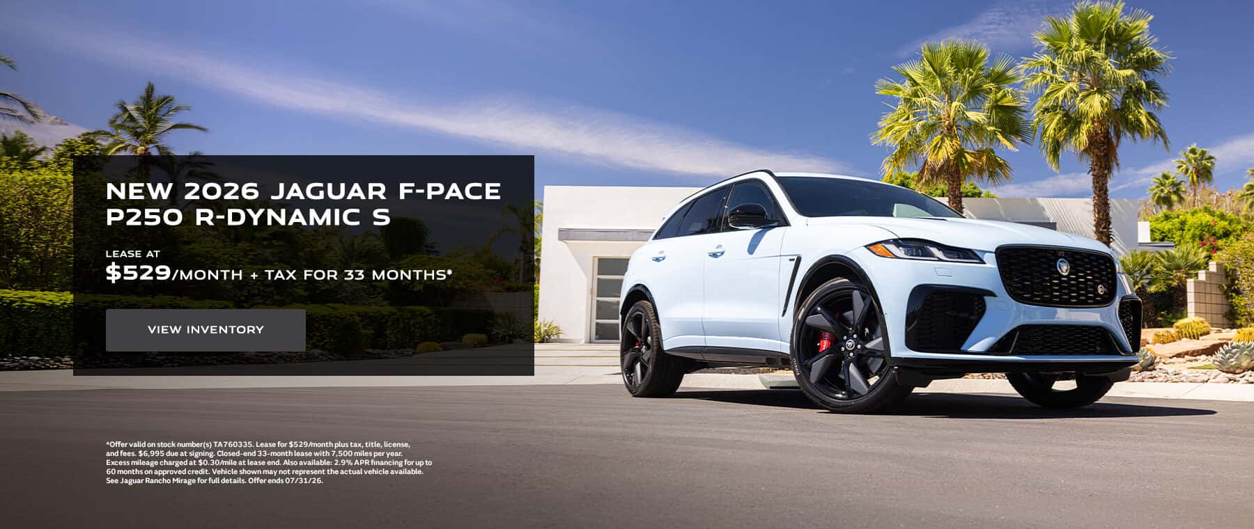 NEW 2026 JAGUAR F-PACE P250 R-DYNAMIC S Lease Banner