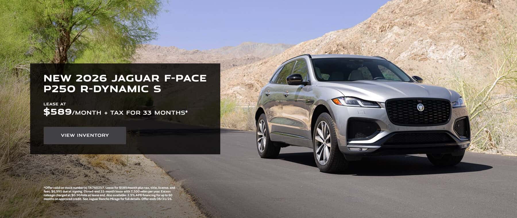 NEW 2026 JAGUAR F-PACE P250 R-DYNAMIC S Lease Banner