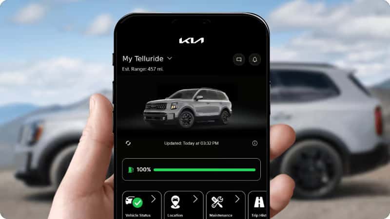 Up close shot of Kia Connect app on phone