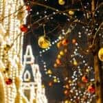 Christmas baubles on tree