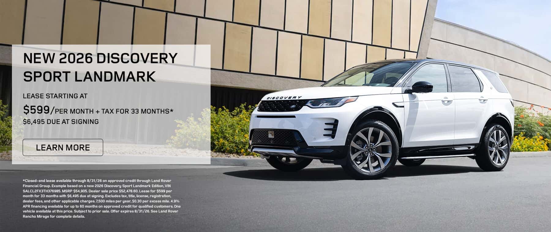 NEW 2026 DISCOVERY SPORT LANDMARK Lease Banner