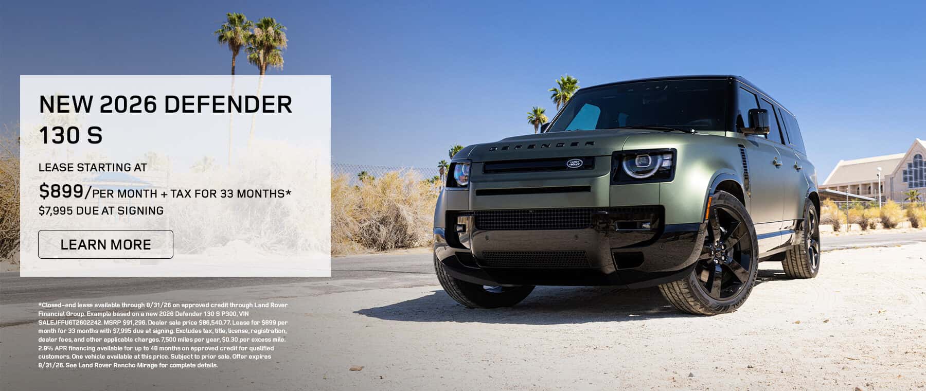 NEW 2026 DEFENDER 130 S Lease Banner