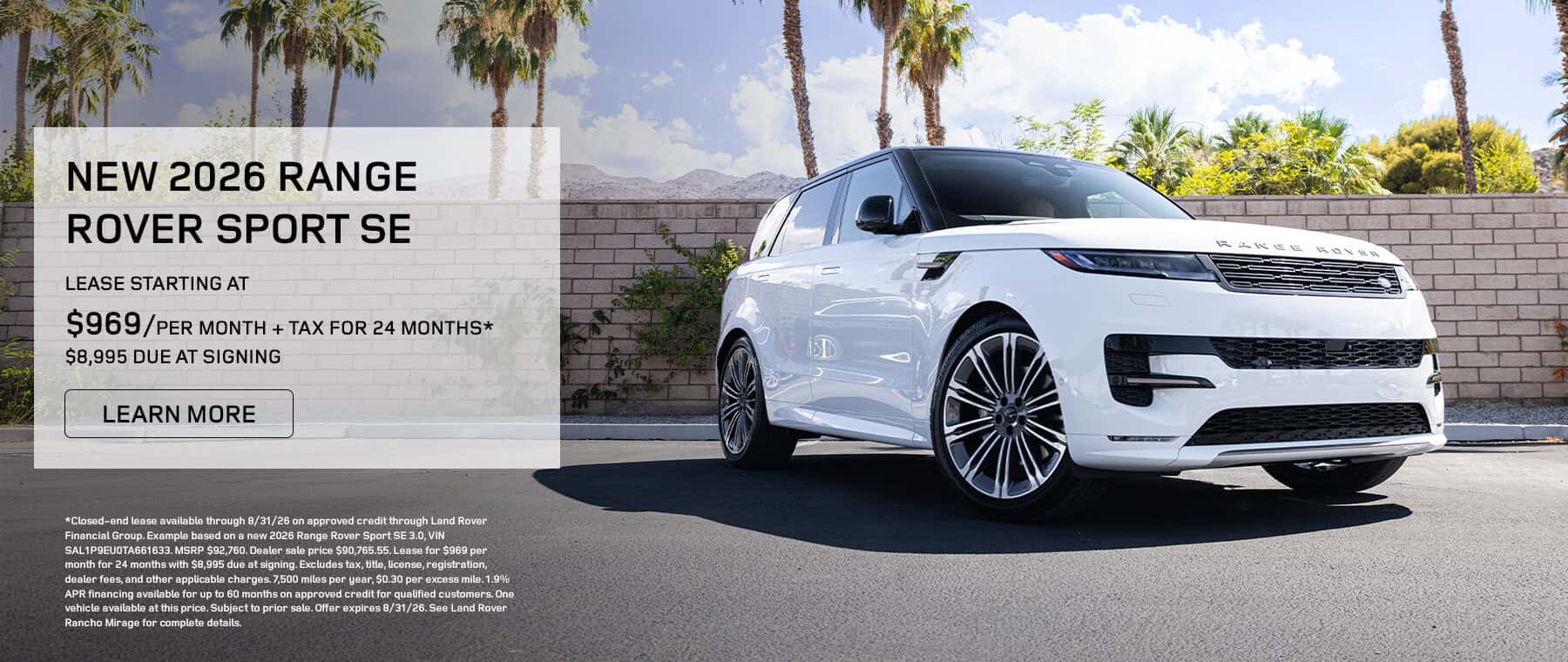 NEW 2026 RANGE ROVER SPORT SE Lease Banner