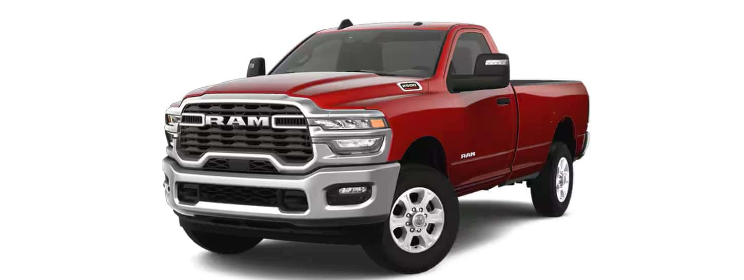 The 2025 Ram 2500 Big Horn in Flame Red Clear Coat exterior paint.