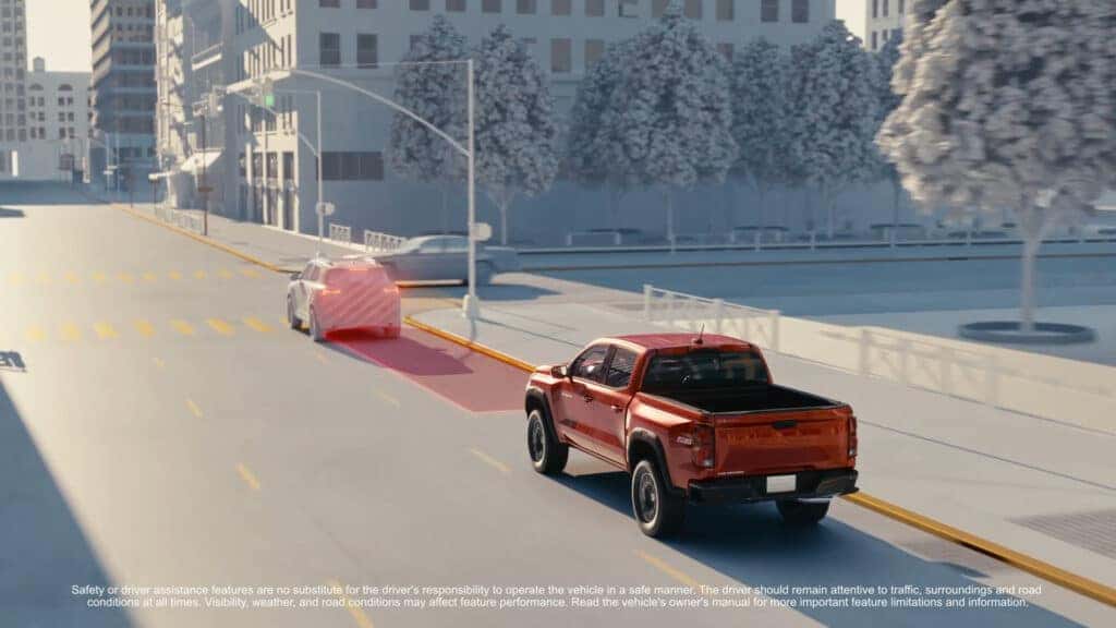 2024 Chevrolet Colorado demonstrating advanced safety features, including collision avoidance technology.