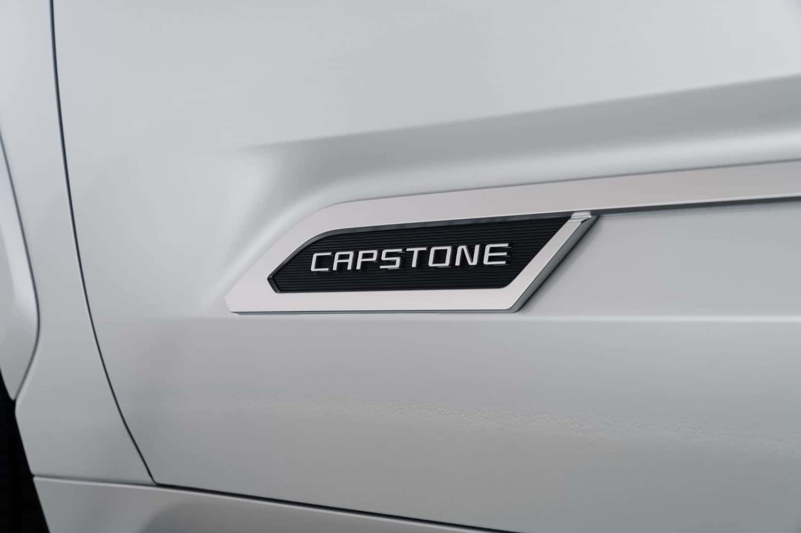 close up of capstone badging on the toyot tundra drivers side door