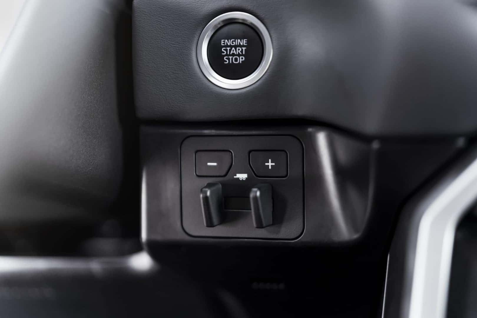 the start/stop button on a toyota truck with towing capability