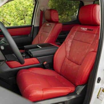 red TRD Pro interior leather seats in the 2025 toyota tundra