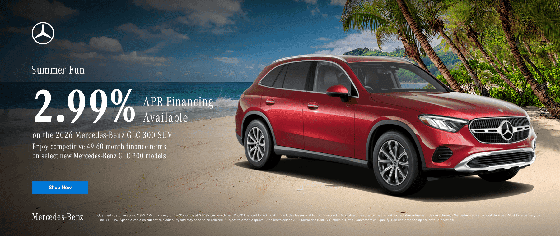 2.99% APR Financing Available on the 2026 Mercedes-Benz GLC 300 SUV