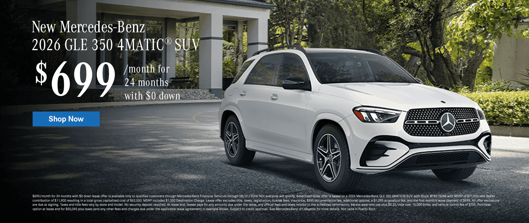 New Mercedes-Benz 2026 GLE 350 SUV $699/month for 24 months with $0 down