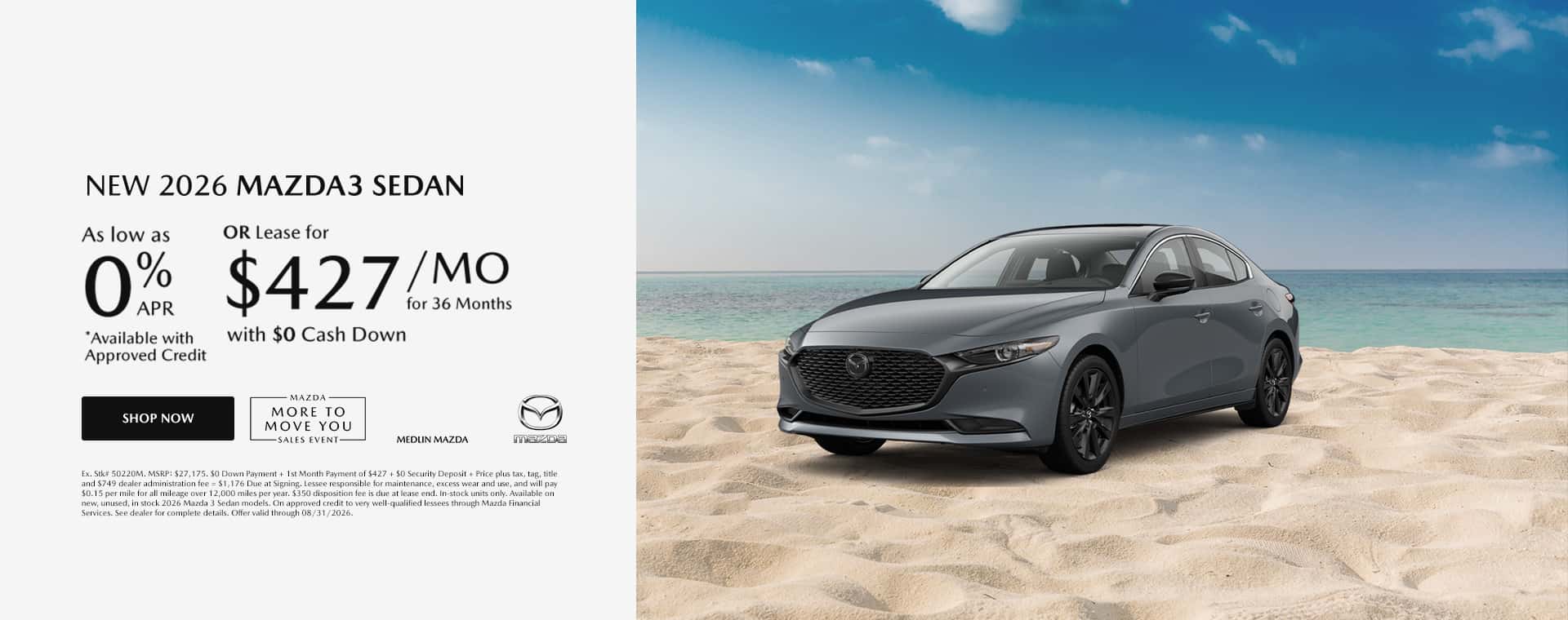 New 2026 Mazda 3 Sedan APR as low as 0%