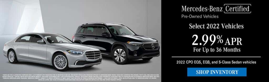 2022 CPO EQS, EQB, and S-Class Sedan vehicles
