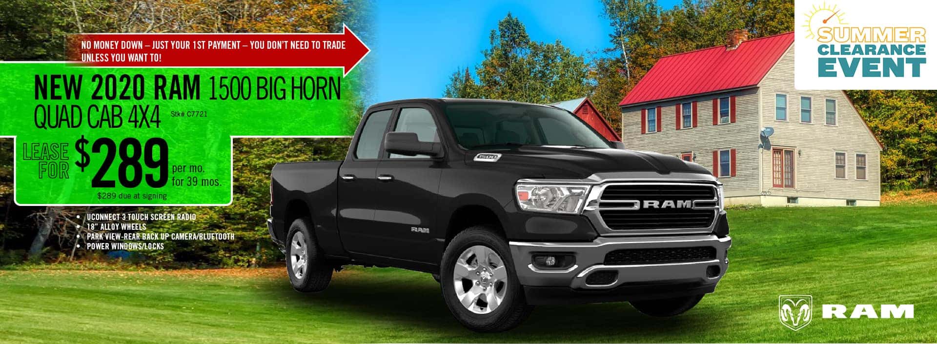 2020 RAM 1500 Big Horn Quad Cab lease deal $289 for 39 months | Barre, VT