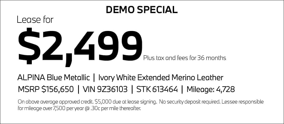 $2499 BMW ALPINA XB7 Lease Special at Pacific BMW
