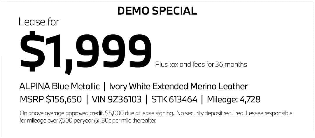 $1999 BMW ALPINA XB7 lease special at Pacific BMW