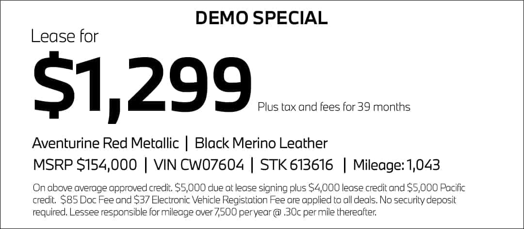 $1299 BMW 760i lease special at Pacific BMW