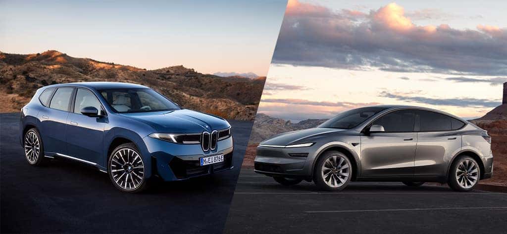 A BMW iX3 compared with a Tesla Model Y