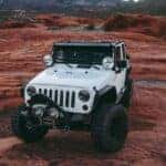 jeep wrangler on red rocks