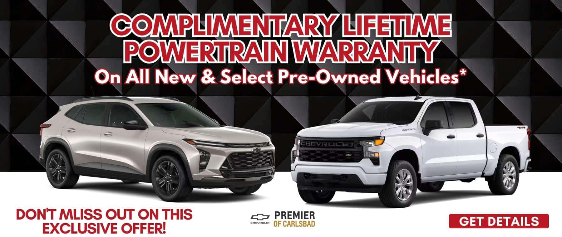 Complimentary lifetime powertrain warranty on all new & Select pre-owned vehicles