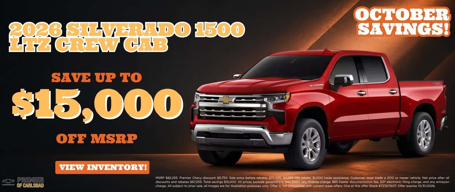 2026 Silverado 1500 LTZ Crew Cab, or Save $15,000 off MSRP with Qualified Trade in