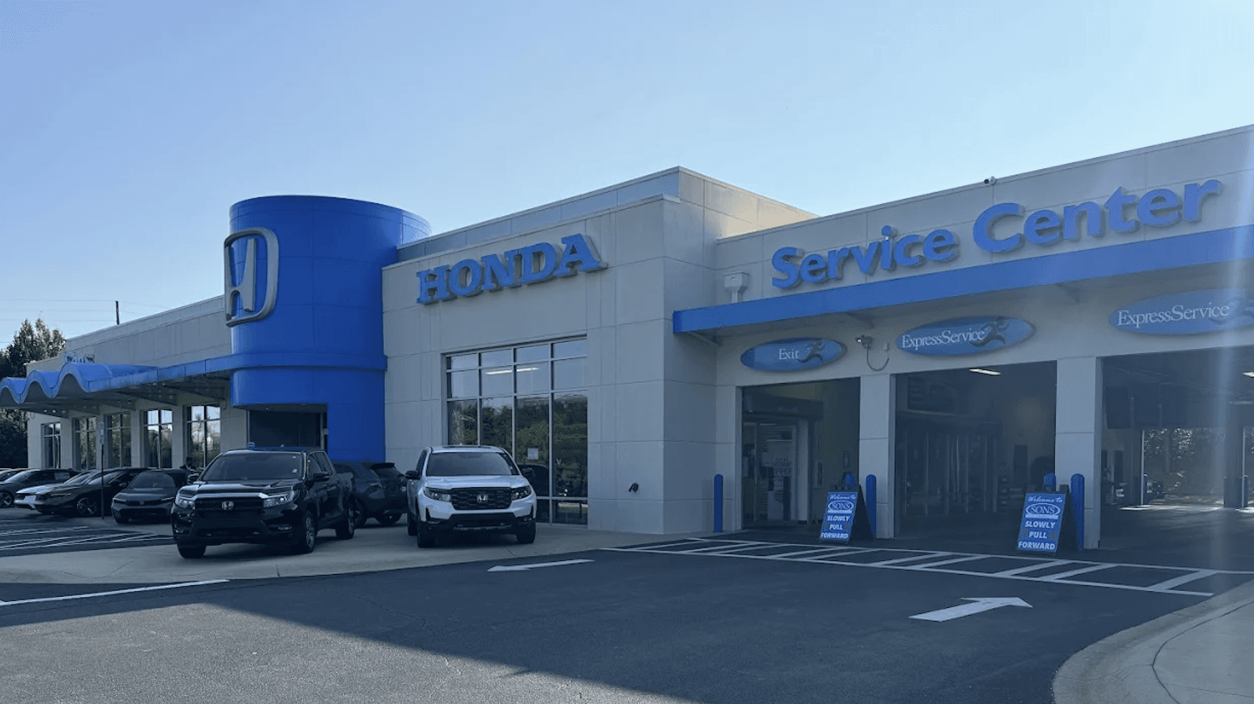 Front of Honda Dealership Lot