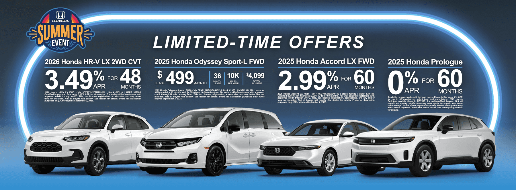 SONS Honda Monthly Incentives