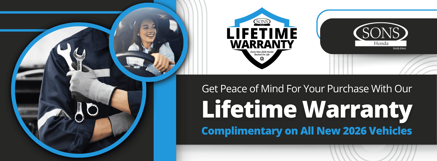 SONS Honda Lifetime Warranty