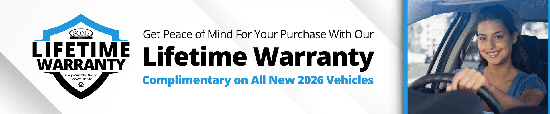 SONS Honda Lifetime Warranty hero graphic
