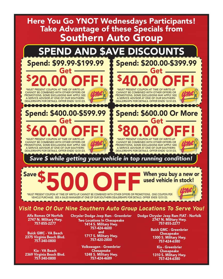 YNOT Wednesdays Special Offers Southern Auto Group