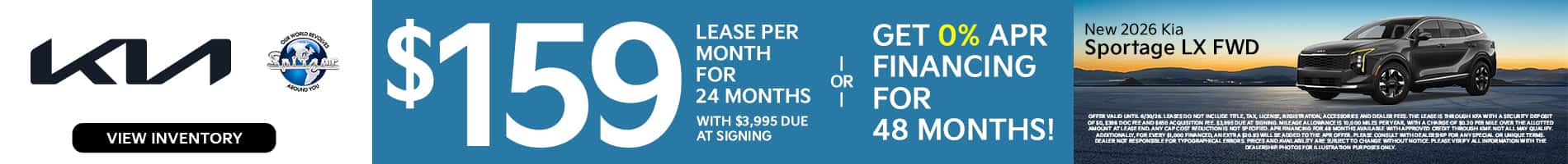 06.2026_2026 Kia Sportage_Lease for $159 for 24 mo OR 0% for 48 mo