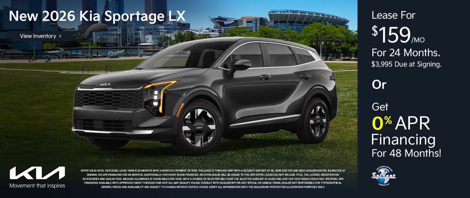 10.2026_Kia Sportage_Lease for $159 for 24 mo OR get 0% for 48 mo