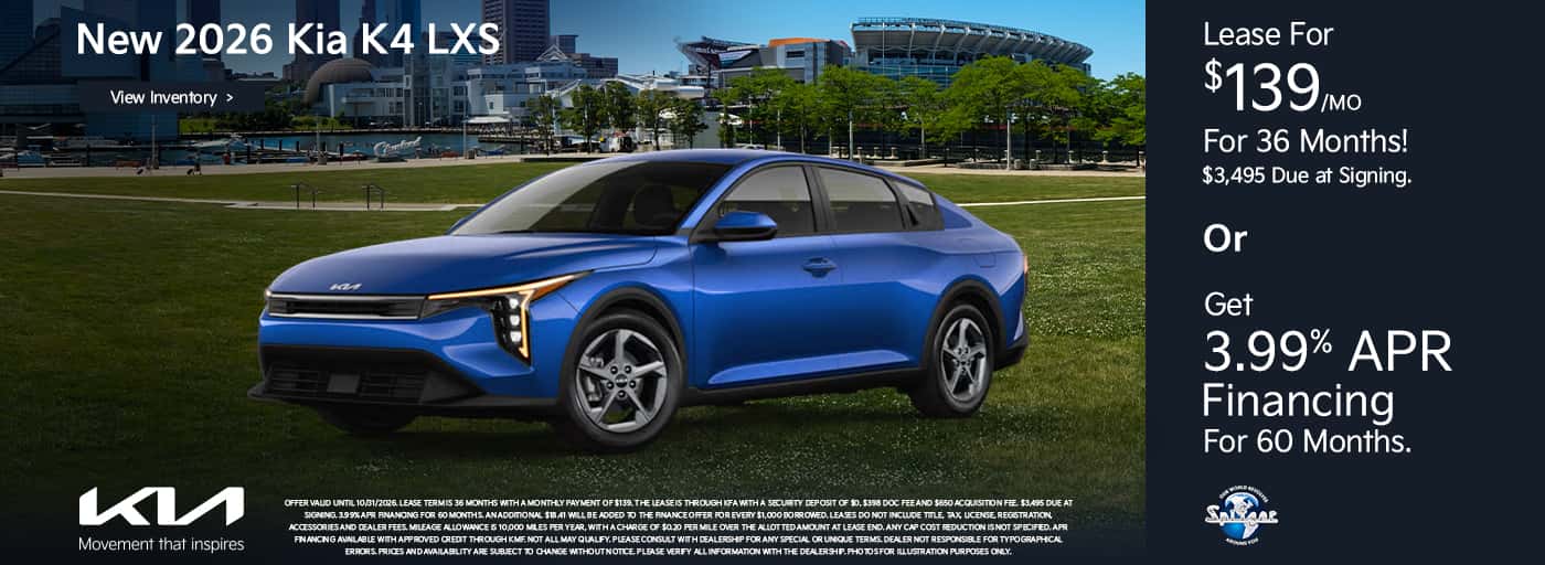 10.2026_Kia K4_Lease for $139 for 36 mo OR get 3.99% apr for 60mo