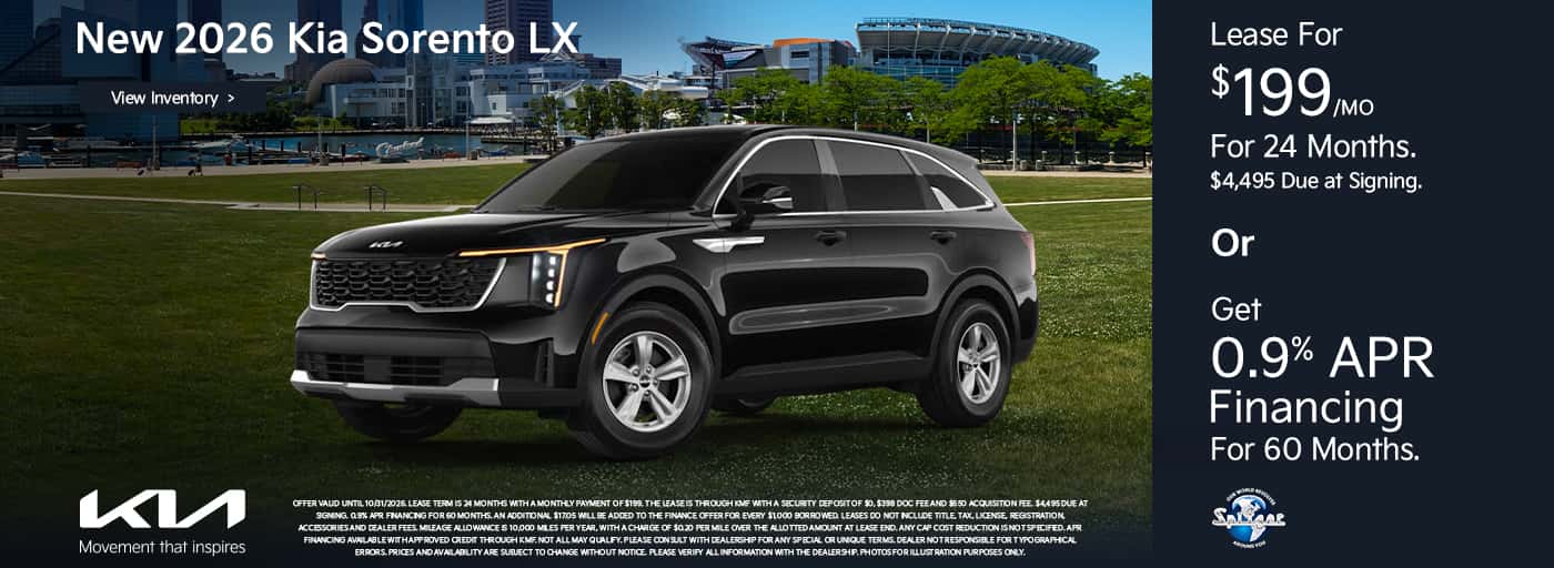 10.2026_Kia Sorento_Lease for $199 for 24 mo OR get 0.9% for 60 mo
