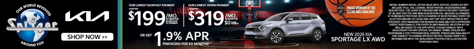 03.2025_CARRERA_LEASE A NEW 2025 KIA SPORTAGE LX AWD FOR $199 A MONTH FOR 36 MONTHS OR GET 1.9% APR FINANCING FOR 60 MONTHS!