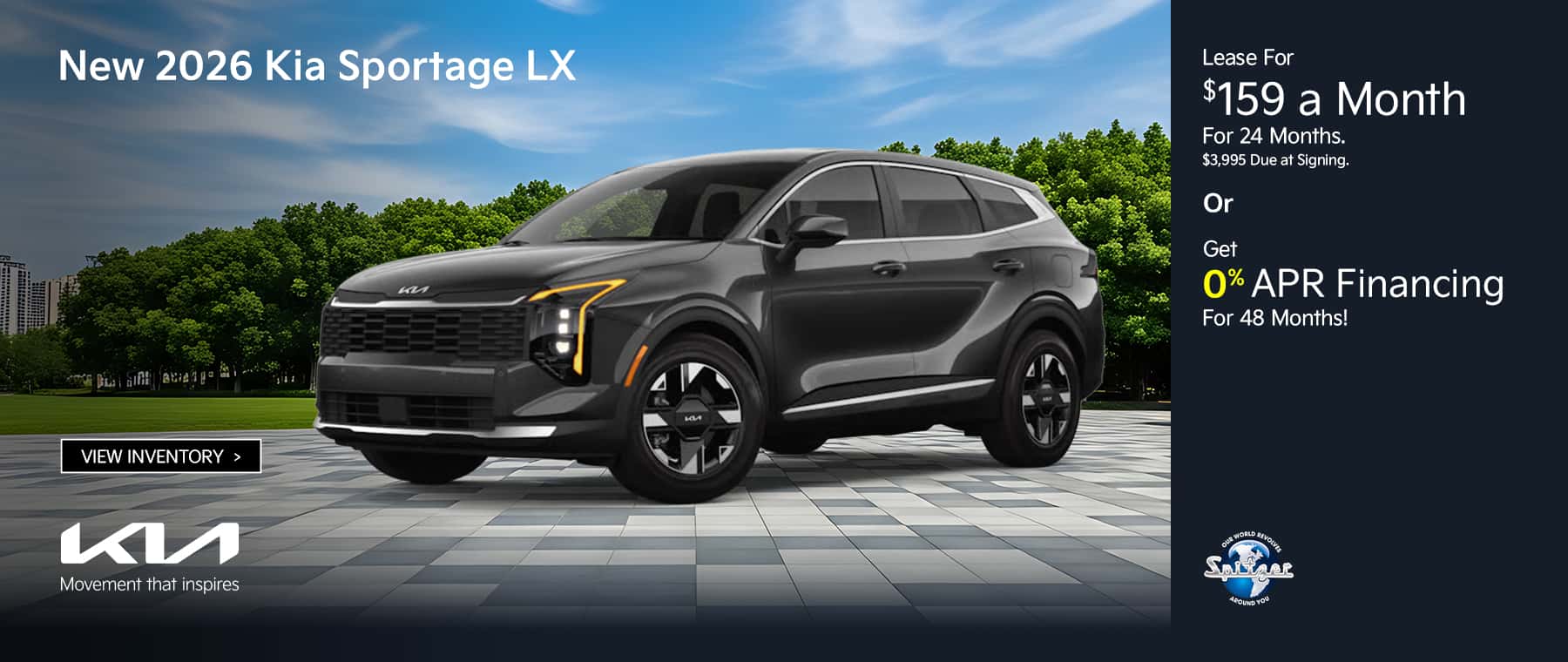 08.2026_Kia Sportage_Lease for $159 for 24 mo OR get 0% for 48 mo