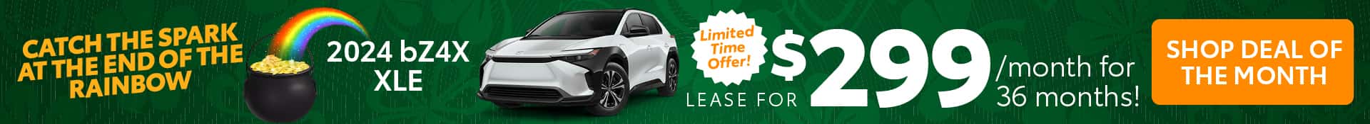 2024 bZ4X XLE March Lease Desktop SRP Banner