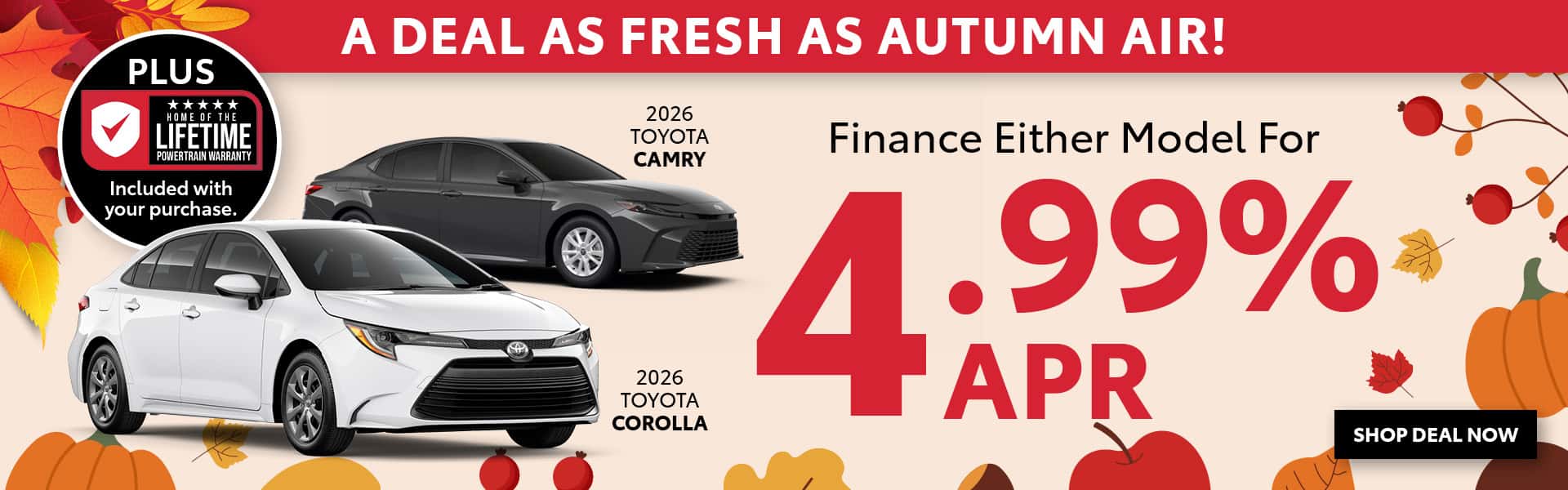 2026 Camry & Corolla - October APR Offer Desktop Slide