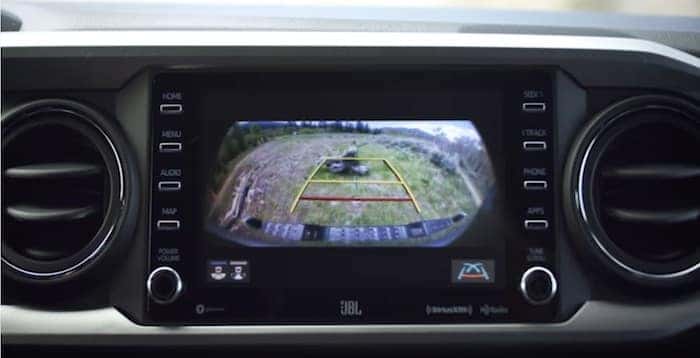 2020 Toyota Tacoma integrated backup camera with rear parking sonar