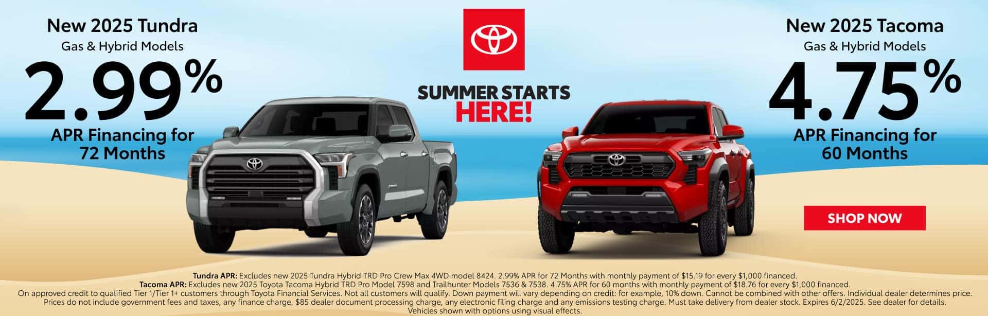 New 2024 Tundra 2.99% APR and New Tacoma 4.75% APR Special
