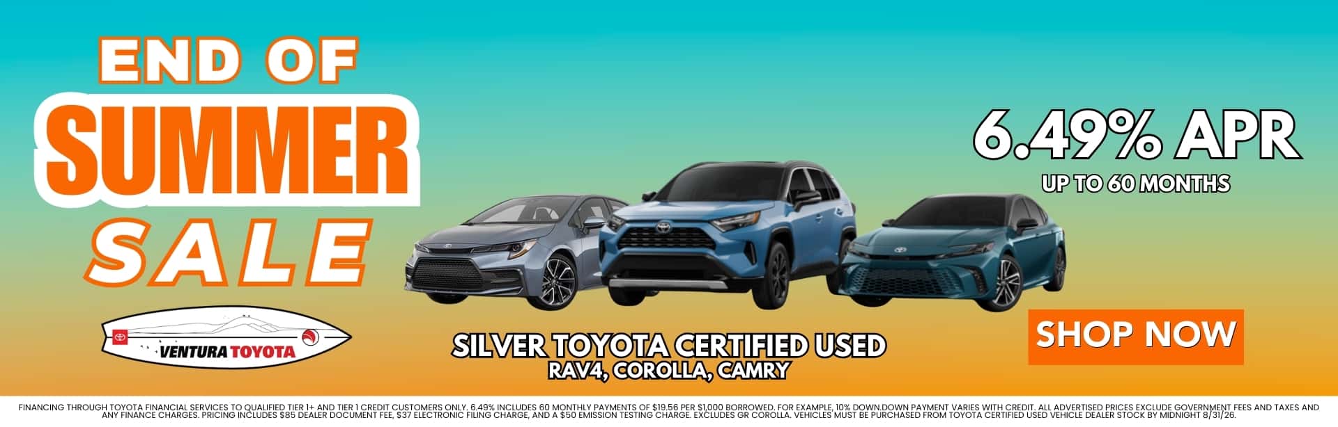 Silver Toyota Certified Used Cars deals in Ventura, Oxnard & Santa Barbara