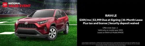 New 2025 RAV4 LE Gas 2WD Lease Special