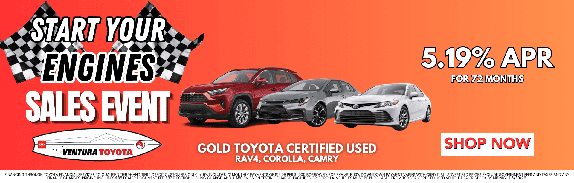 Gold Toyota Certified Used Cars deals in Ventura, Oxnard & Santa Barbara