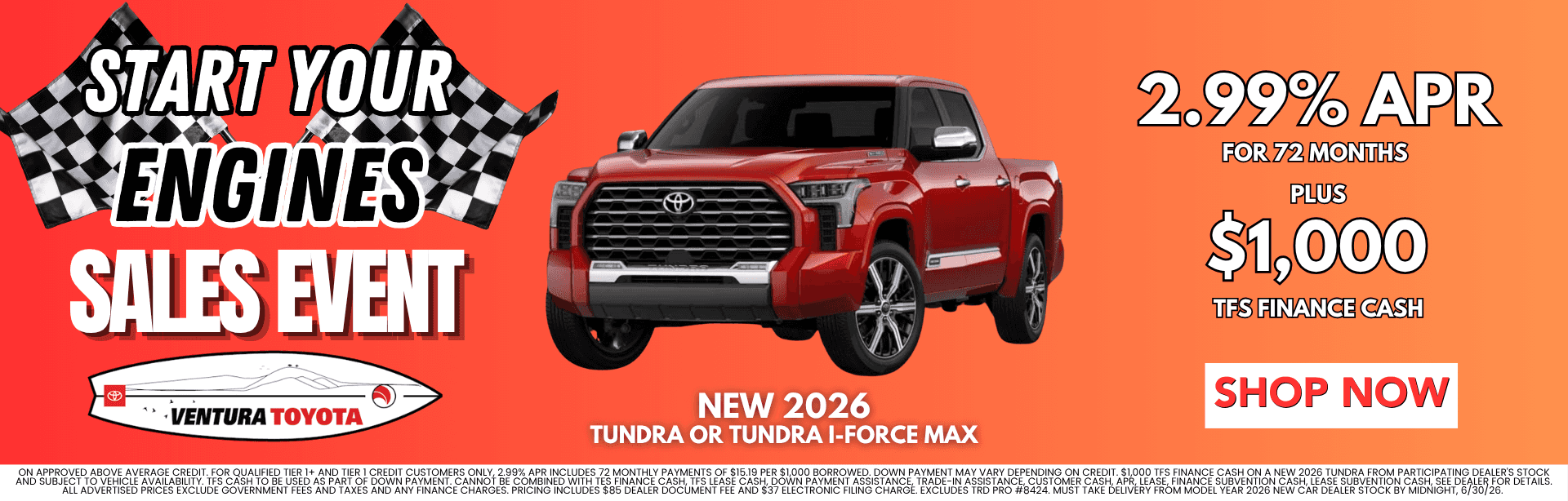NEW TUNDRA APR Deal in Ventura, CA. Near Oxnard, Santa Barbara & Thousand Oaks.